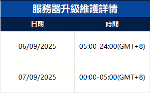 服務器升級維護通知