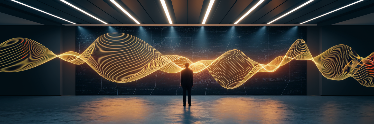 Abstract data patterns glowing on wall