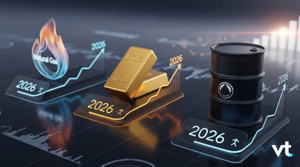 Gas Natural Oro y Petróleo Brent en 2026