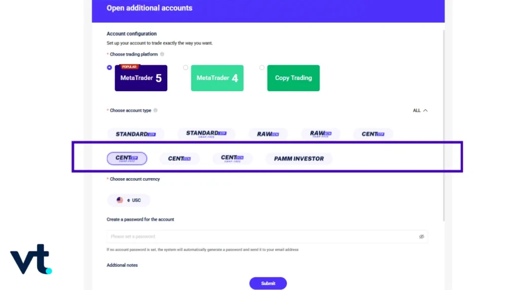 Different Account Types - VT Markets