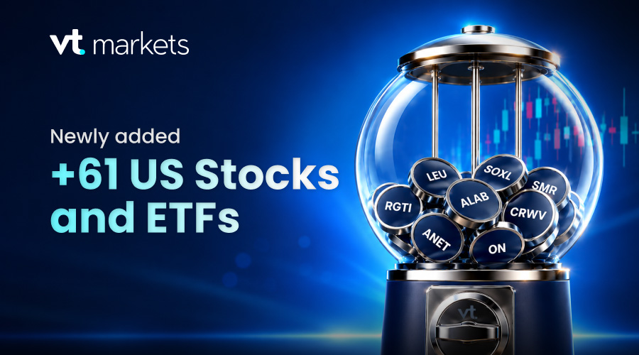vt markets banner: Newly added +61 US stocks and ETFs, with coins inside a glass sphere on a blue gradient background.