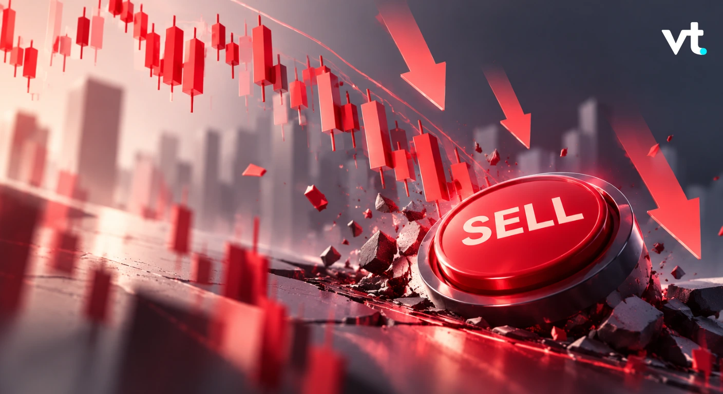 panic selling, red arrow going down